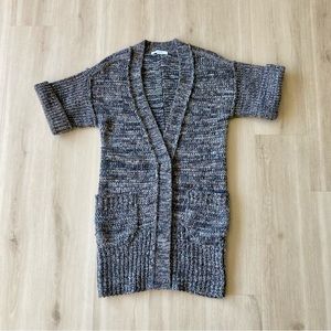 Duffy Wool Cashmere Blend Chunky Knit Long Line Short Sleeve Cardigan size S